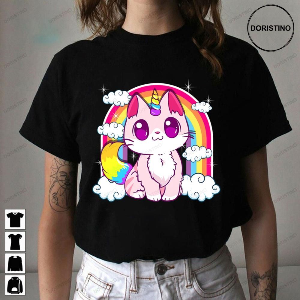 Cute Unicorn Cat Adorable Smiling Rainbow Kitty Trending Style